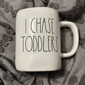 RAE DUNN mug "I CHASE TODDLERS" white